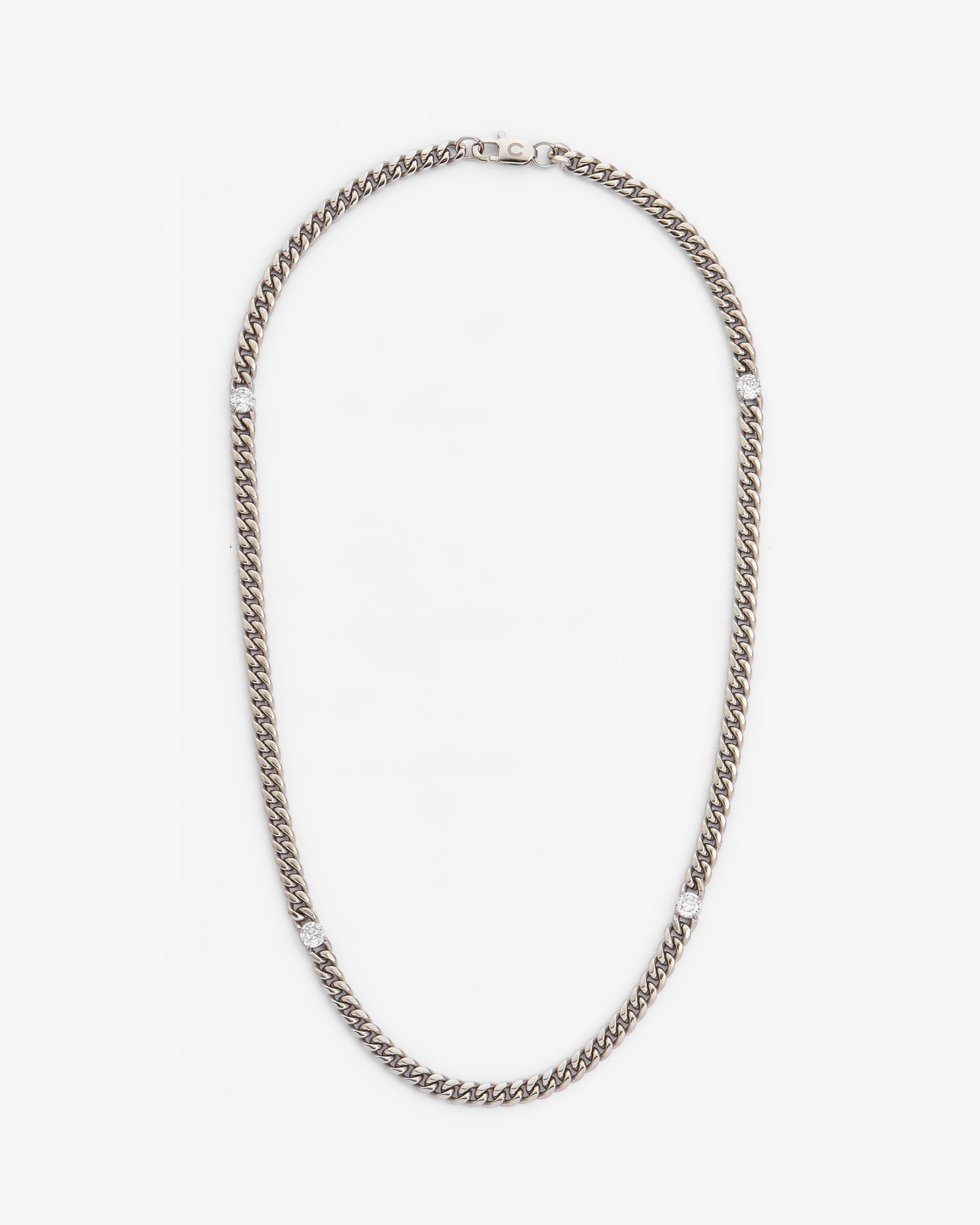 6 mm kubanische Kette mit klarem Stein